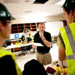 Jeff Arrington in his disaster-response high school class in Denton, Texas. (Photo by Allison Smith/The Texas Tribune)