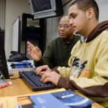 A student receives help at Bronx Community College